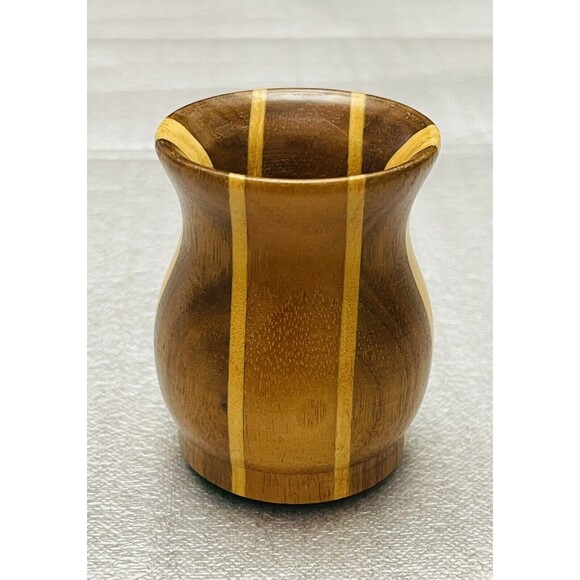 Purely Appalachia Wooden Vase Two Wood Tone Handcrafted 2.25” Authentic Heritage - Picture 3 of 8